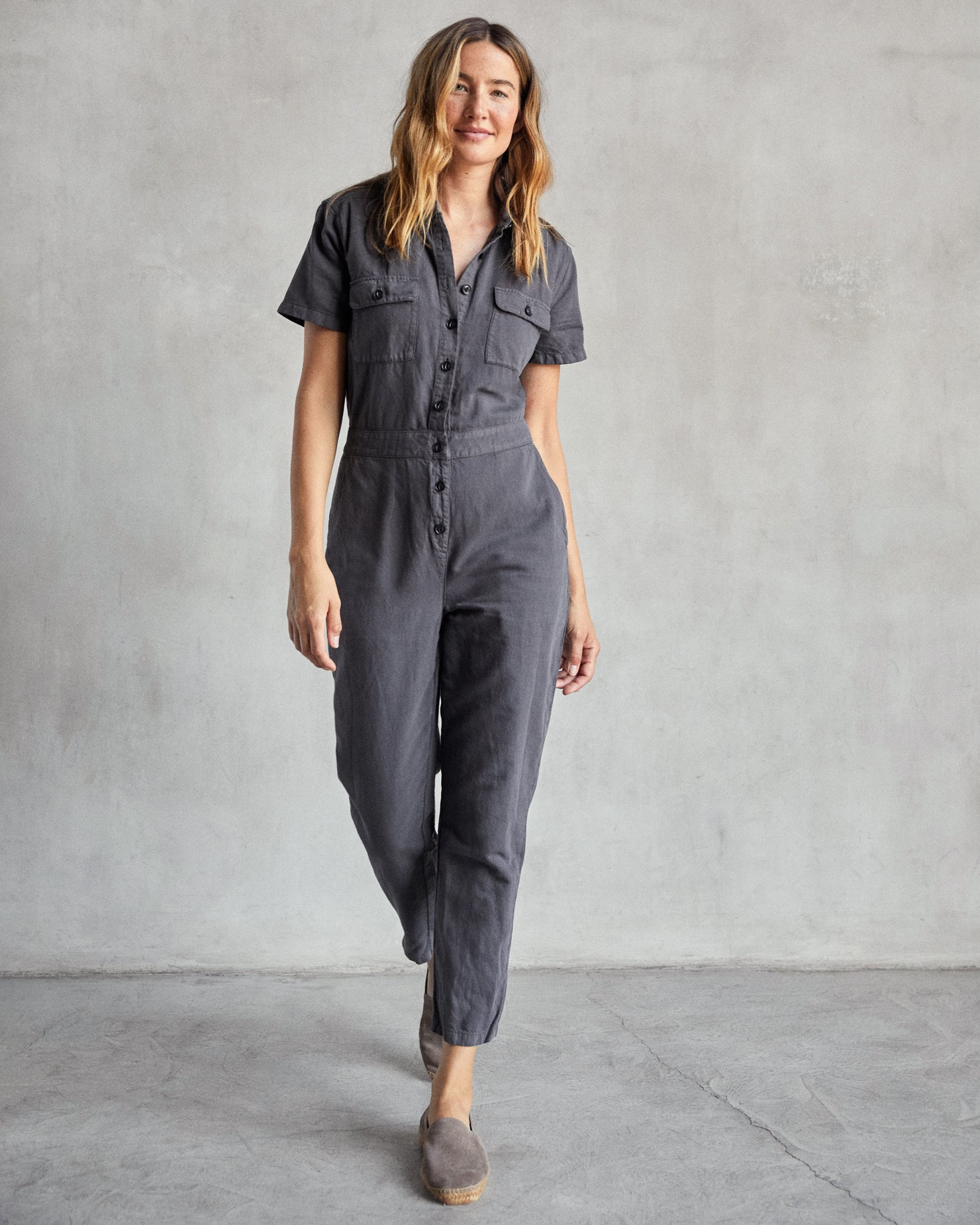 Petite Short Sleeve Denim Boiler Suit Nikki Denim Maxi Boiler Suit