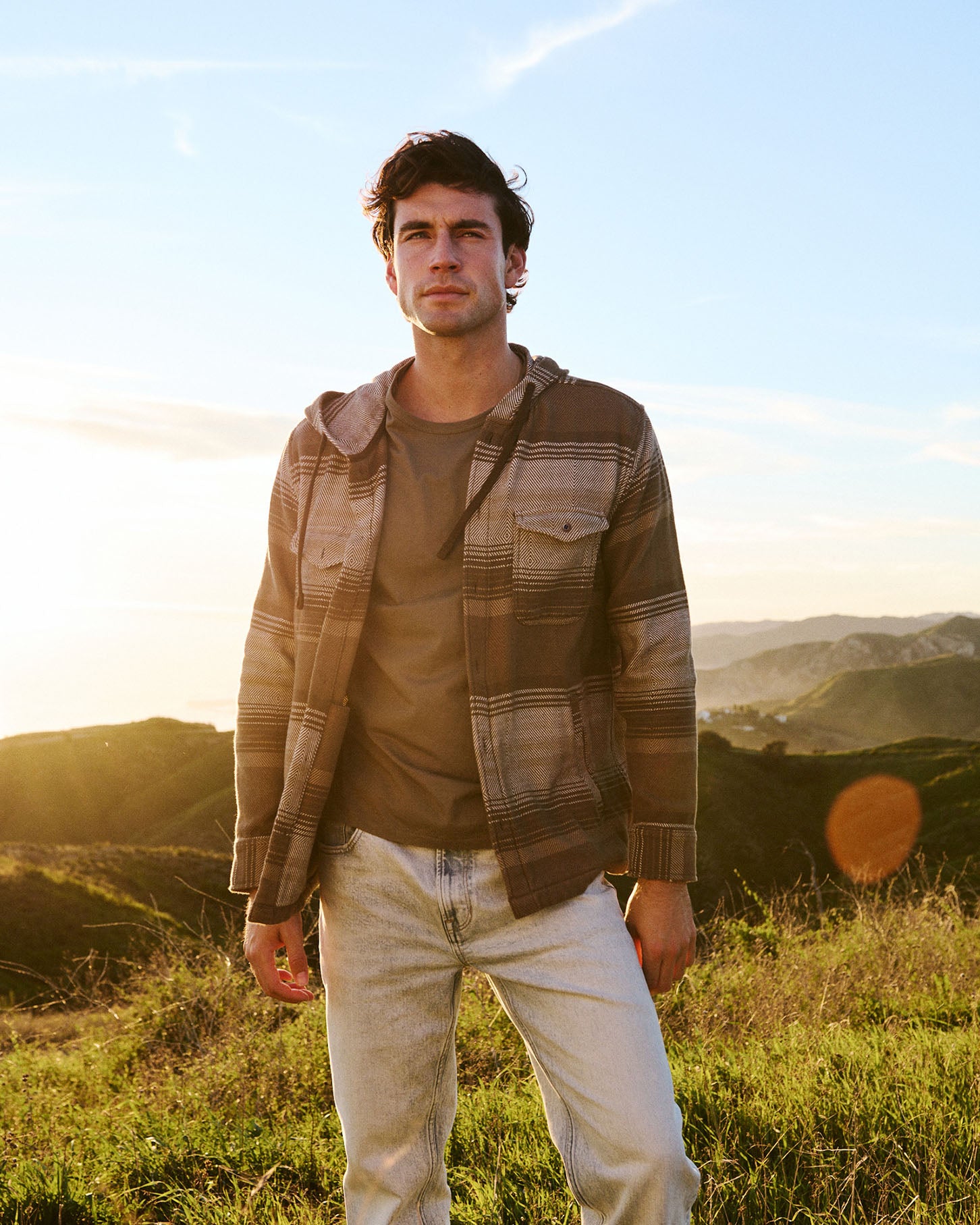 Outerknown The Hooded Blanket Shirt Beachwood Sonoran Stripe