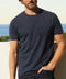 Navy crew-neck pocket tee with embroidered chest pocket