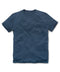 A navy blue crew neck t-shirt with a front pocket.