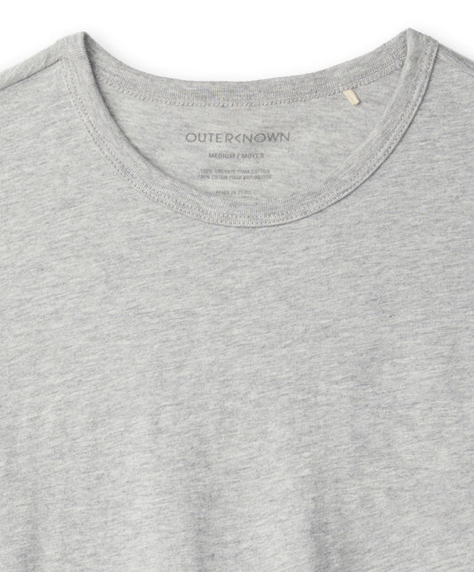 Collar of gray crew neck t-shirt