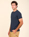Men's Sojourn T-shirt side view in dark indigo, crew neck, short sleeves