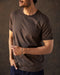 A brown crew-neck t-shirt made from Peruvian Pima cotton.