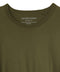 Collar of green crew neck t-shirt