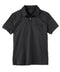 A black polo shirt with a collar, a chest pocket, and short sleeves.
