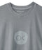 Tarmac grey crew-neck T-shirt with Outerown chest label and OK Dot graphic