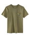 Olive OK Dot Pocket Tee with short sleeves and a logo patch pocket