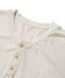 Sojourn henley neckline, short sleeves, three-button placket with tan buttons