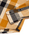 Plaid blanket shirt cuff with snap button and folded sleeve detail