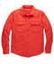 Vermillion blanket-style shirt with button front, point collar, and chest flap pockets