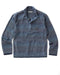 Outerworn French Blue snap popover with stand collar and front snap placket