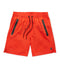 Stretch volley shorts in track red with elastic waistband, drawstring, side zip pockets