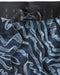 Closeup of drawstring of blue patterned boardshorts