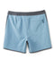 Light blue shorts with gray trim on a white background