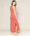Mineral red sleeveless tank maxi dress with side slit, front view