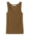 Brown tank top with a visible brand label on a white background