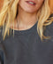 California sweatshirt by Outerworn neckline detail, dark gray crew with stitched emblem