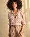 Women’s blanket shirt with long sleeves, light lilac plaid and two chest flap pockets