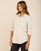 Women's Chroma blanket shirt in ecru with pointed collar and chest pockets.