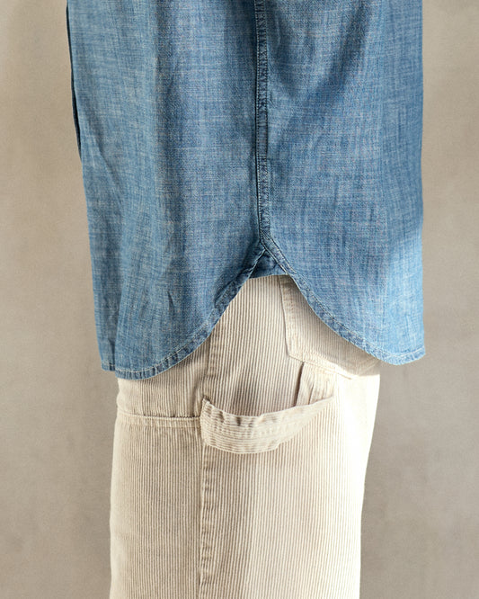 side view of the chambray top