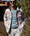 Outerworn blanket shirt, multicolor stripe plaid, open button front with chest pocket