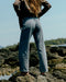 Washed marine corduroy pants, straight leg fit, visible back yoke and seam details
