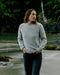 Roma heather grey Donegal knit sweater with crew neck and ribbed cuffs