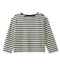 Black and white striped long-sleeve shirt on a white background
