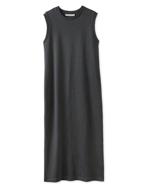 Black sleeveless dress on a white background