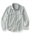 Light gray blanket shirt with two front pockets on a white background