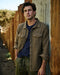 Blanket shirt in olive-brown with button-up front and buttoned chest pockets