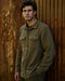 Men’s blanket shirt in dark olive-brown with button-up front and two chest pockets