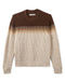 Sweater with a gradient design from brown to beige on a white background