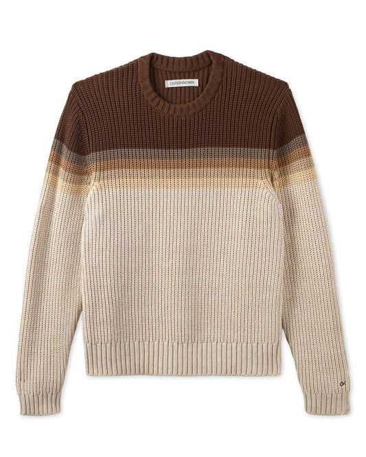 Sweater with a gradient design from brown to beige on a white background