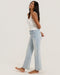 Light indigo wide-leg jeans with belt loops, front view, ankle length