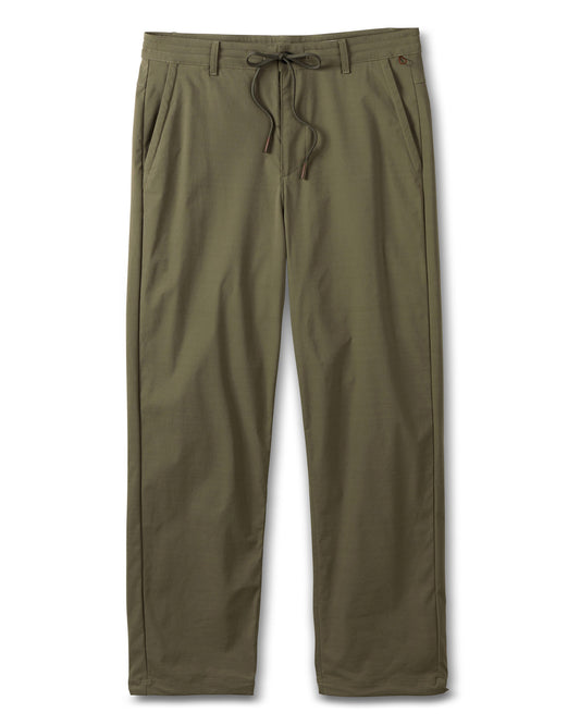 Green pants with a drawstring on a white background