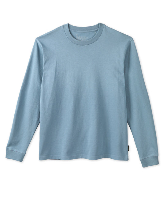 Blue long-sleeve shirt on a white background