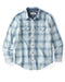 Blue and white plaid shirt on a white background