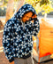 Shibori fleece pullover hoodie, navy/white tie-dye with hood and drawstrings