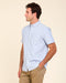 Light blue short-sleeve oxford button-up shirt with point collar and chest pocket