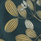 Fabric with leaf pattern on a dark blue background