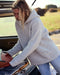 Light heather wool hoodie with hood and front kangaroo pocket, long sleeves